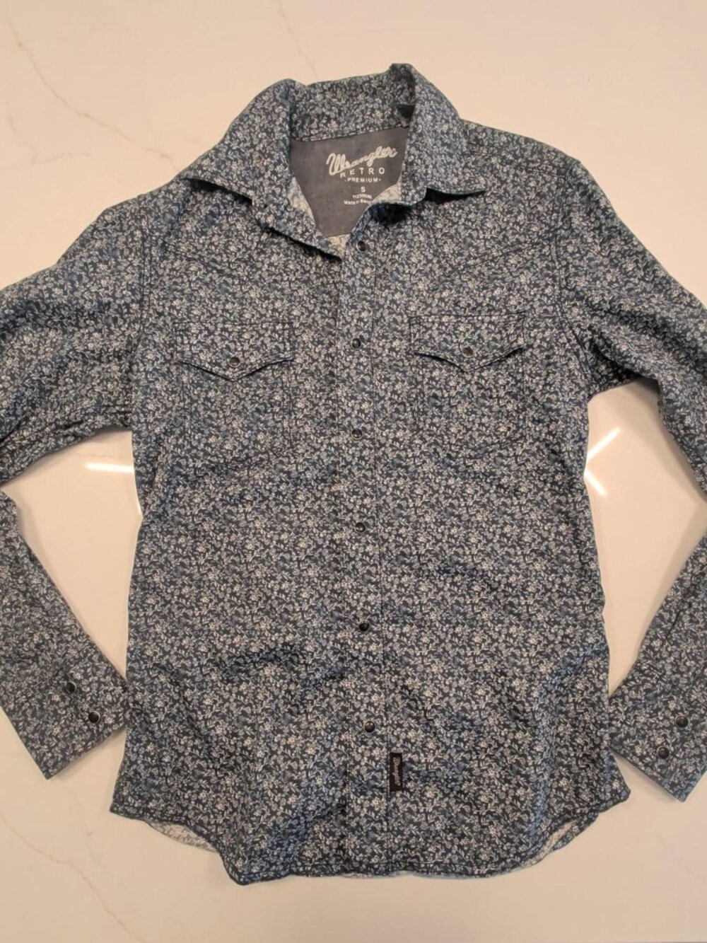 Wrangler Retro Premium Sz S Long Sleeve Modern Fit Shirt Men Western Pearl Snap